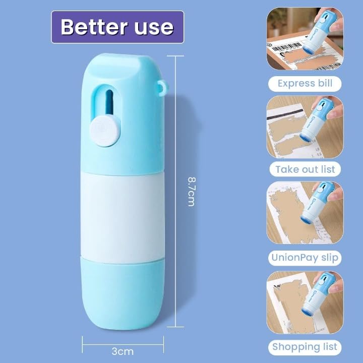 Wrixty Multifunction Correction Fluid Thermal Paper Correction Fluid Paper Corrector Data Fluid Address Important Privacy Protection Portable Correction Tape for Home, with Cutter